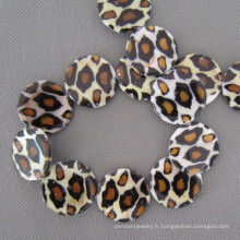 Perles de coquillage Leopard gros disque (JWB2008)